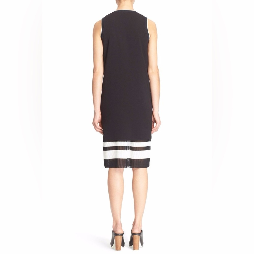 VINCE ⚜️ Double Layer Sleeveless Elegant Black and White Dress - Picture 2 of 9